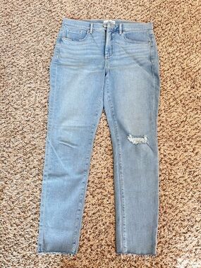 Light Blue Women's Loft Distressed Skinny Jeans